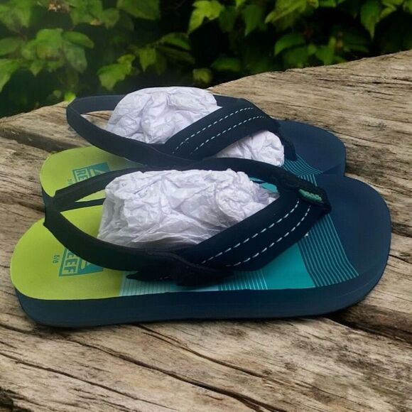 Reef Kids Little Ahi Flip Flop Aqua Green Size 5/6 Strap Sandals NEW - Picture 2 of 7
